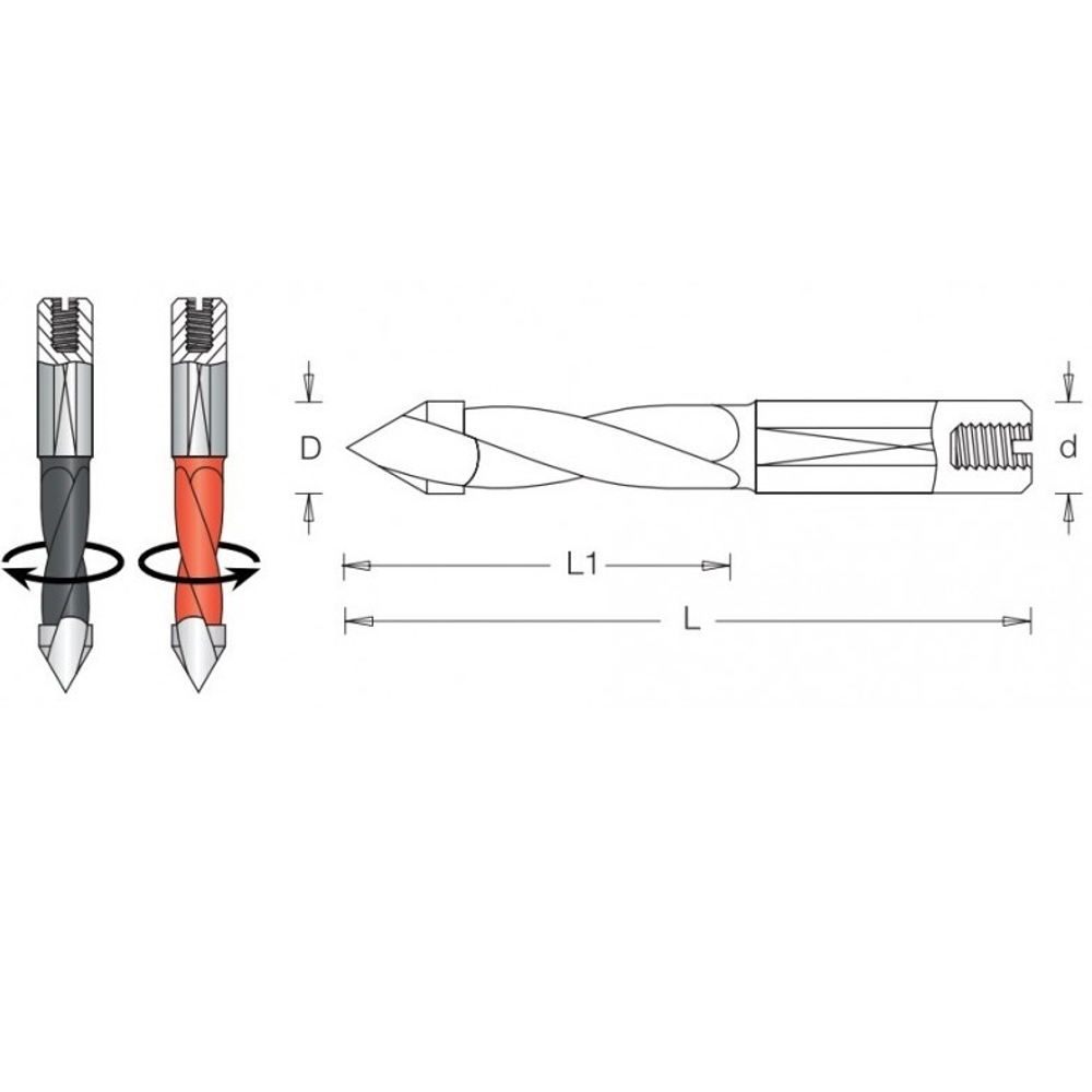 Сверло сквозное правое D 5 x 40 L 70 хвостовик 10 x 25 присадка Dimar 2016147