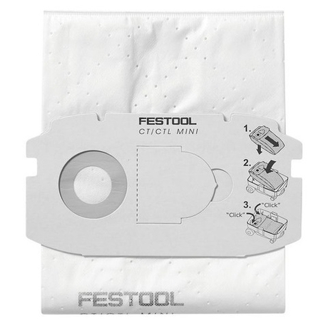 СКИДКИ ХИТ! Комплект 5 шт Мешки - пылесборники SELFCLEAN FESTOOL SC FIS-CT MIDI / 5 498411