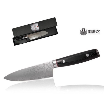 Шеф Нож японский кухонный Сантоку Kanetsugu Saiun Damascus длина лезвия 170 мм сталь VG-10 33 слоя, рукоять микарта, заточка 10000 Tojiro 9003