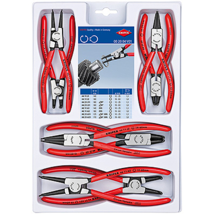 Набор щипцов 8 шт для внутренних и внешних стопорных колец KNIPEX KN-002004V01