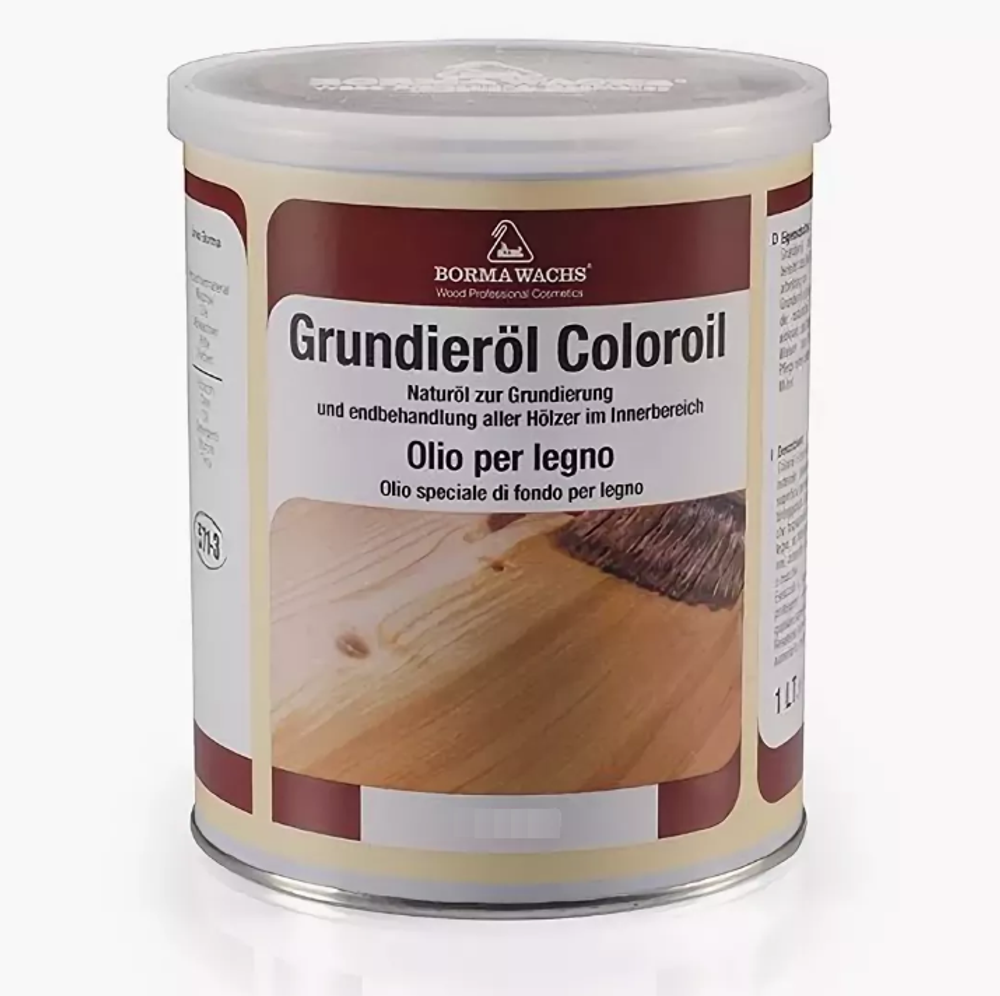 Масляное покрытие для полов и  паркета (грунтовочное масло) Grundierol 1 л цвет 4 холодный серый для внутренних работ Borma R3910-4