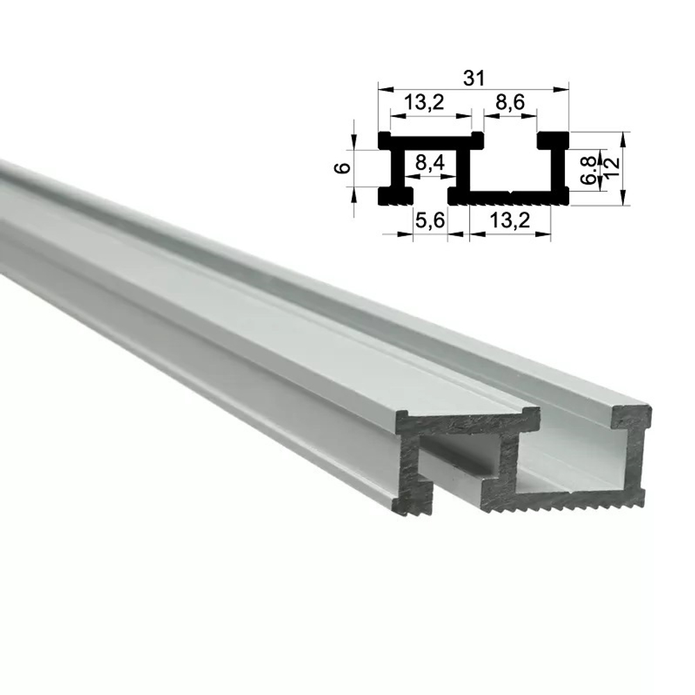 ХИТ! Профиль шина анодированная 0,8 м цвет матовый серебристый WOODWORK TR31.080