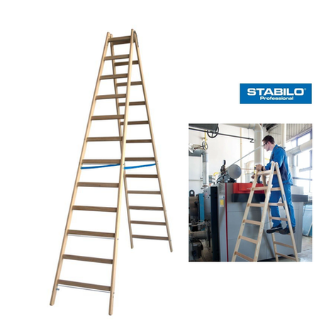 Новинка! Деревянная двухсторонняя стремянка со ступенями Krause STABILO PROFESSIONAL Sprossen-DoppelLeiter Holz 2 х 12 170224