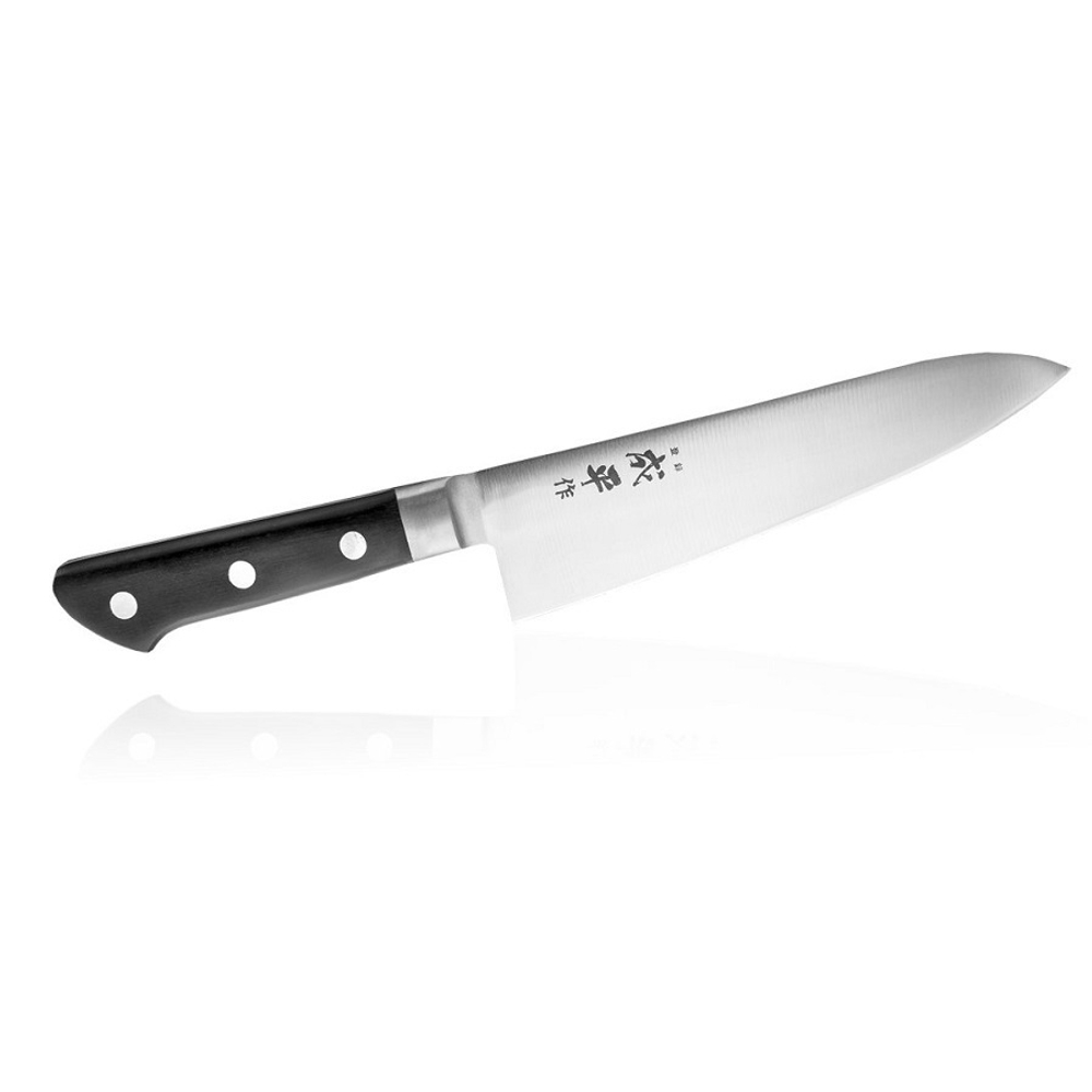 Японский Шеф Нож кухонный поварской Fuji Cutlery Narihira длина лезвия 180 мм, сталь Mo - V, рукоять ABS пластик, заточка 8000 Tojiro FC-42