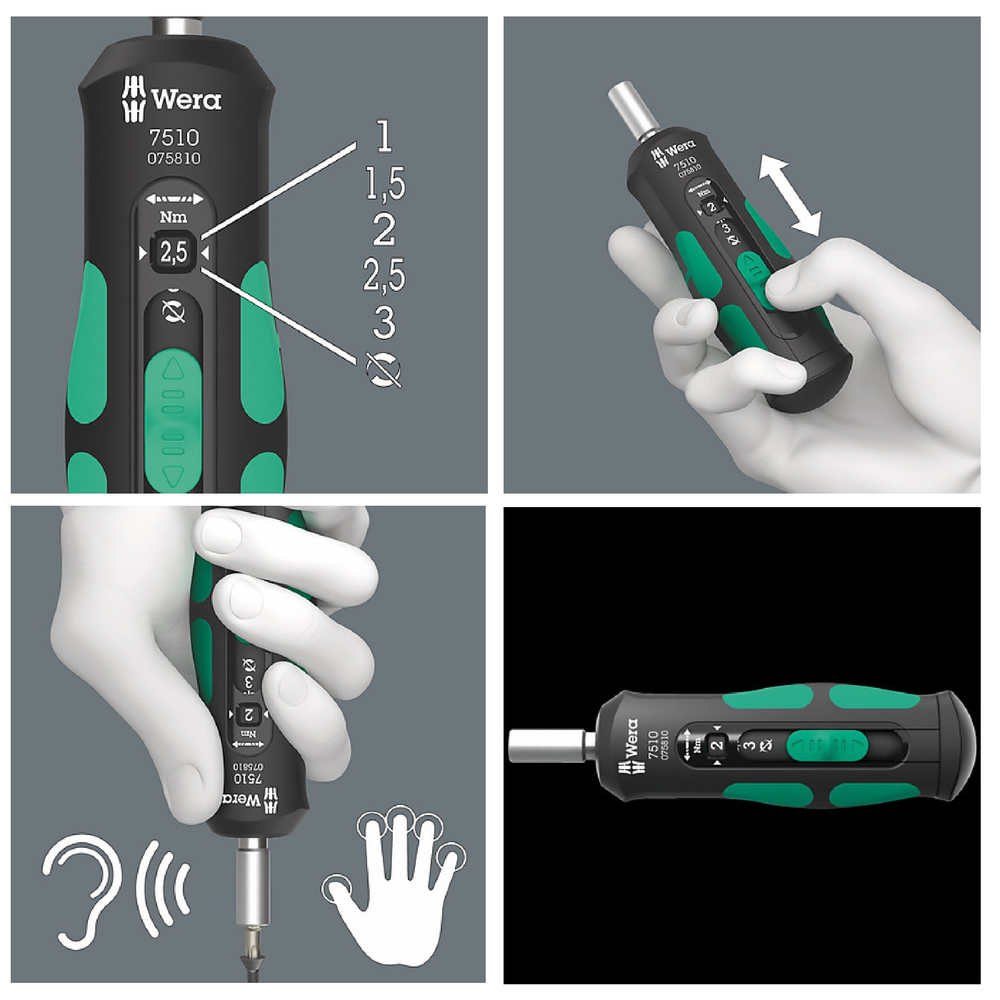 АКЦИЯ 2025! Динамометрическая отвертка WERA Kraftform Safe-Torque Speed 7510 1-3 Нм WE-075810