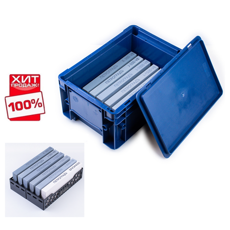 СУПЕР ХИТ! Набор заточной ПЕТРОГРАДЪ N2 для столярных инструментов 200 х 70 х 20 мм 6 камней 360, 500, 1000, 1500, 2000, 4000 грит в ящике М00014096