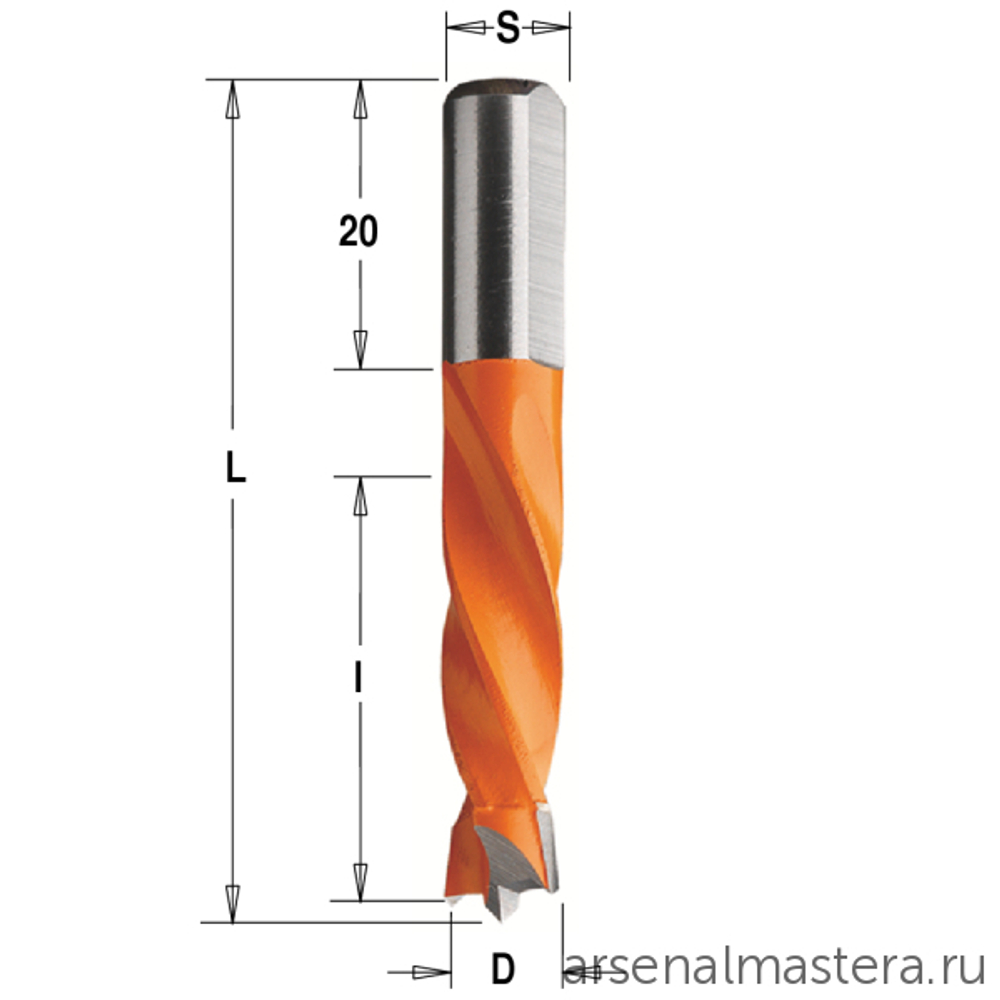 Сверло присадочное глухое D 8 l 30 L 55,5 S 8 вр. RH CMT 306.080.11