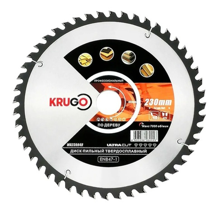 Диск пильный по дереву универсальный 230 x 2.4 / 1.6 x 48T x 30 мм KRUGO WA230048