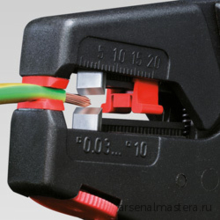 ХИТ! Стриппер автоматический 200 мм для снятия изоляции со сменными ножами, 0.03 - 10 мм (AWG 32 - 7) KNIPEX KN-1240200