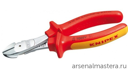 ХИТ! Бокорезы особо мощные VDE 180 мм, хром, 2-комп диэлектрические ручки 74 06 180 KNIPEX KN-7406180