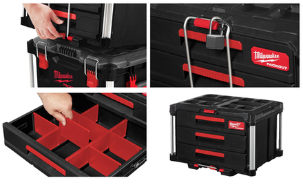 Ящик с 3 - мя выдвижными отсеками 3 Drawer Tool Box PACKOUT Milwaukee 4932472130