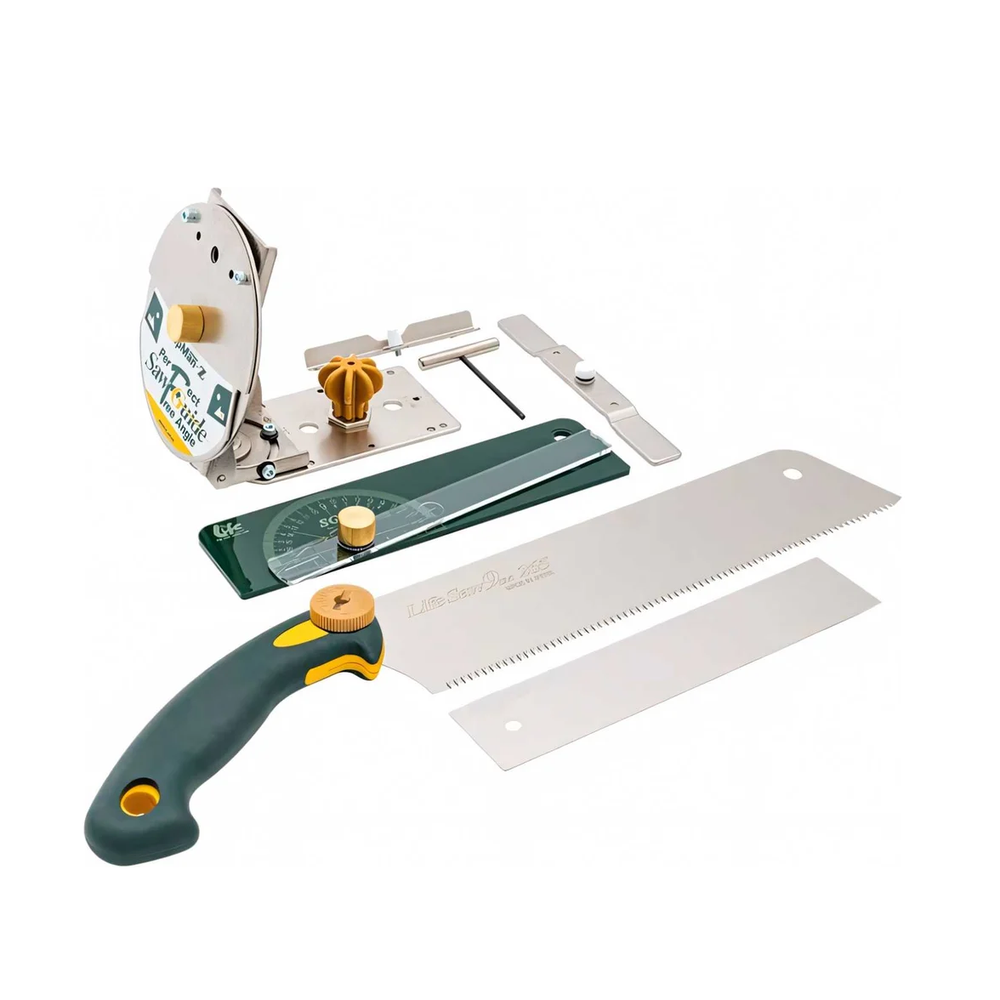 Подарочный комплект для столярных работ №1: Японская ручная пила Kataba 265 мм с направляющим стуслом с транспортиром ZetSaw Z.30106 ПЛЮС Книга Практический курс столярного искусства с Атласом чертежей М. Нетыкса М00011884 N0102-2AM